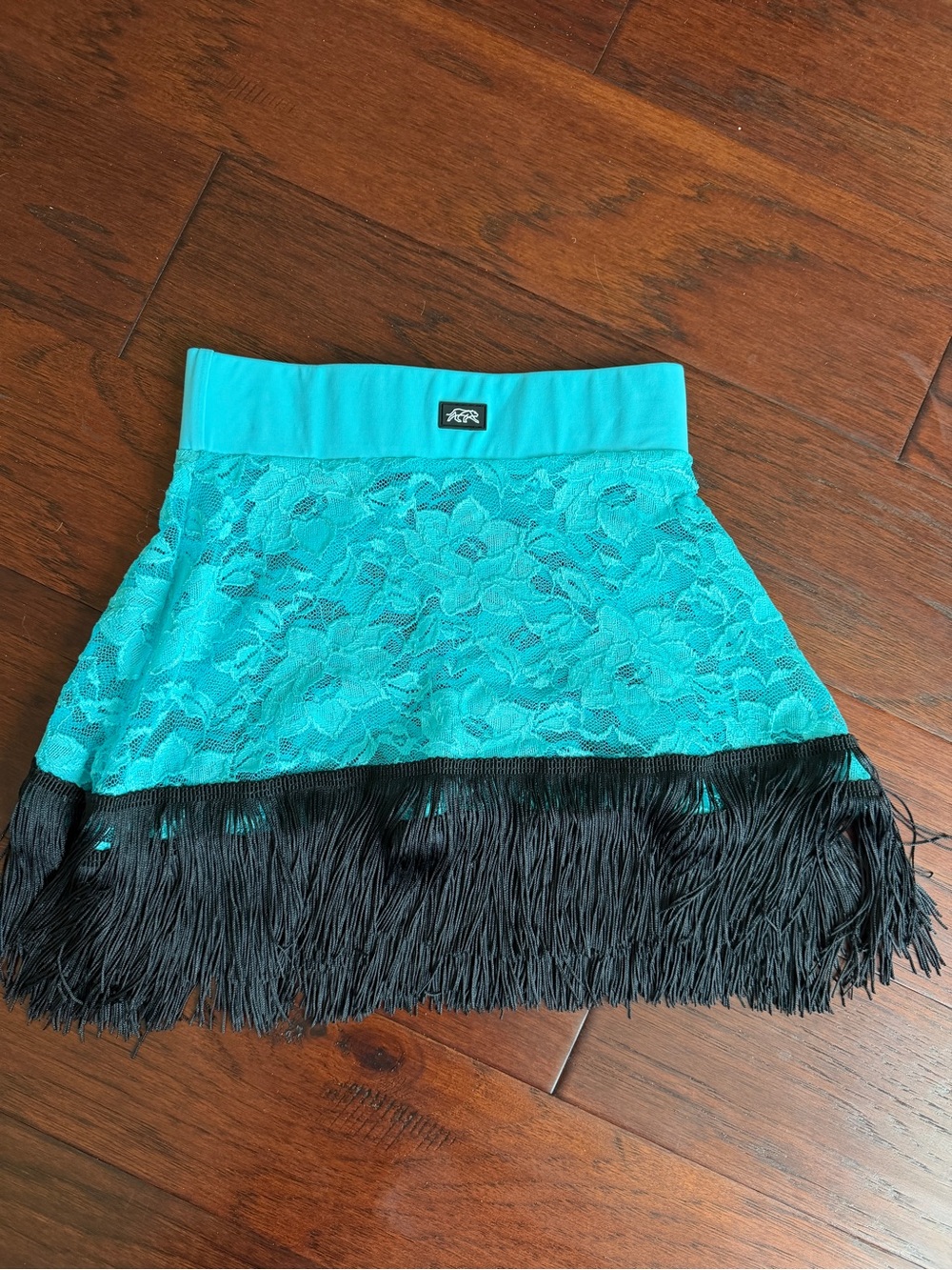 Tiger Friday - Teal Lace Fringe Ballroom Skirt - YL